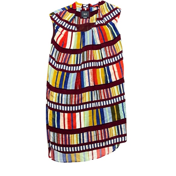 Anthropologie Maeve Au Revoir Print Multi Striped Shift Dress Size 2 - Picture 2 of 4